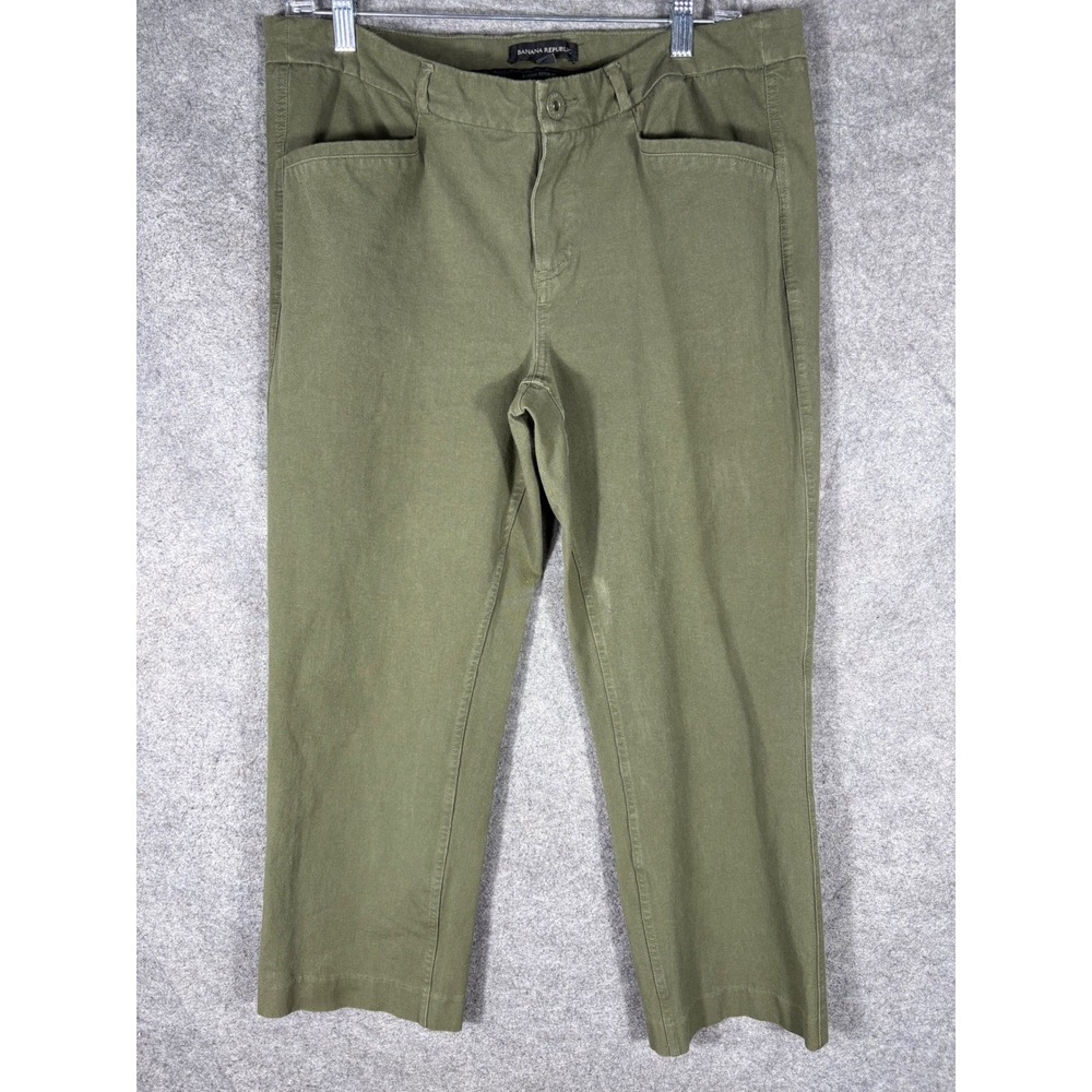 Banana Republic Womens 12 Olive Green Cropped Pants Cotton Blend NLC2022C S23
